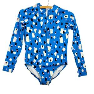 Hanna Andersson Girls Abstract Print Long Sleeve Rash Guard Swimsuit Size 10